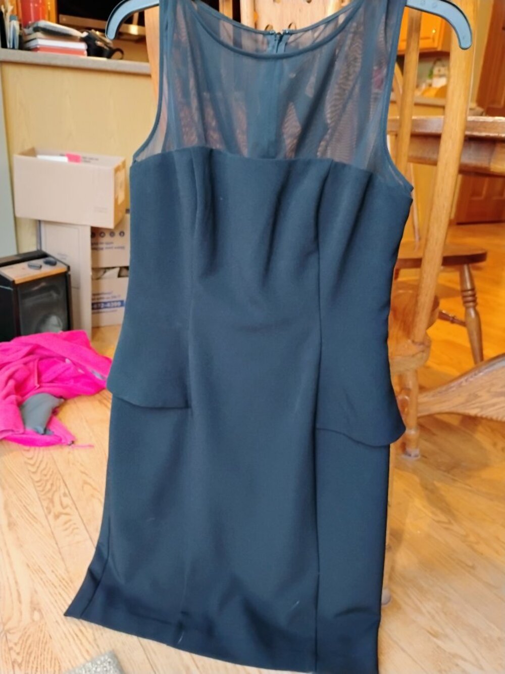 American Living Black Sleeveless Peplum Midi Dress